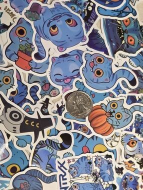 Derpy Tiger Kpop Cat Sticker Pack (25 PCS) | Funny Kawaii Idol Cats | Cute Blue